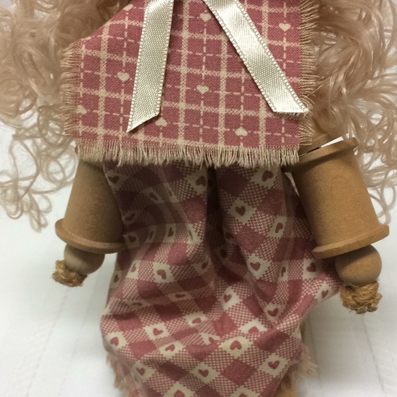 Wooden Folk Art Doll made w/ Wood & Thread Spools - Picture 4 of 7